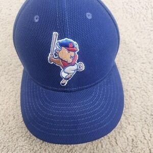 Rare New Era Buffalo‎ Bisons Fitted Blue Mascot Hat Size 7 3/8